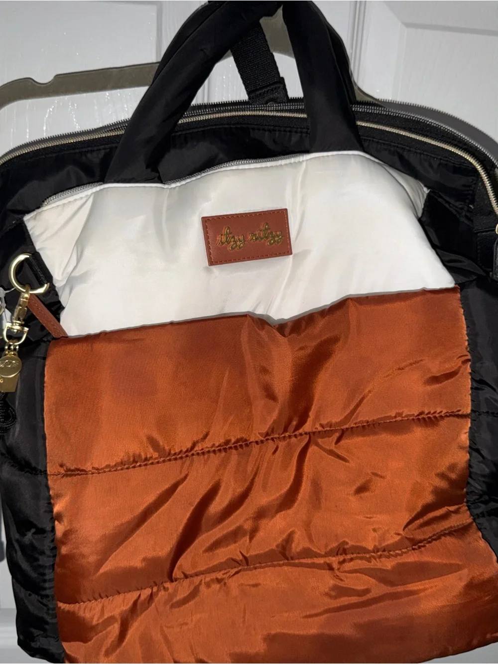 Itzy Ritzy Diaper Bag - Black, White & Rust